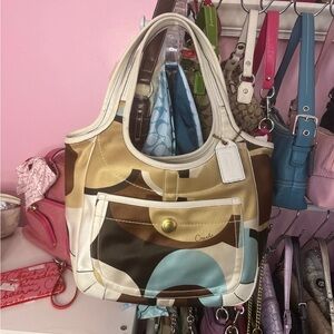 Coach Brown and Blue Patterned Shoulder Bag 2006 ergo